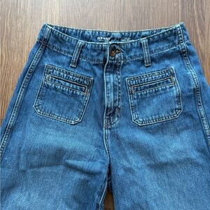 Old Navy Jeans Women’s Sz 2 Blue High-Rise Baggy Wide Leg w/ Front Patch Pockets
